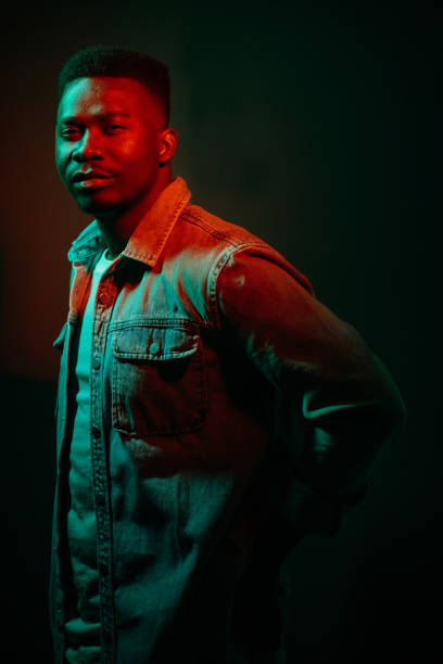 istock Serious Confident Man In Neon Light 1314417379