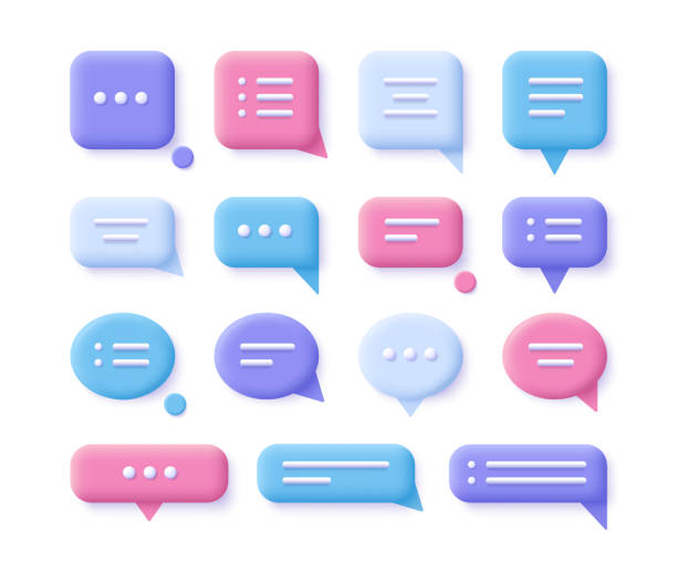 Speech, communication, dialogue bubbles - realistic icon set. 3d vector illustration. Speech, communication, dialogue bubbles - realistic icon set. 3d vector illustration. discussion topics stock illustrations