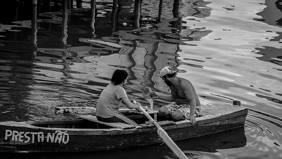 Indonesische vissersboot bij zonsopkomst Sanur Bali