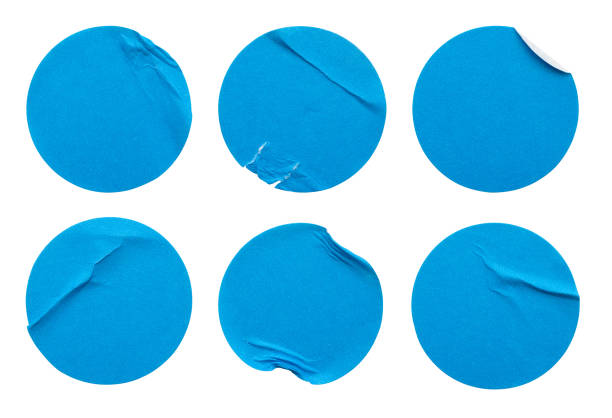 istock Blank blue round adhesive paper sticker label set collection isolated on white background 1314423524