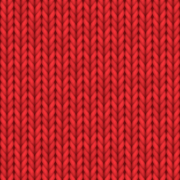 illustrations, cliparts, dessins animés et icônes de texture en tricot réaliste, motif sans couture tricoté ou ornement tricoté en laine rouge - maille