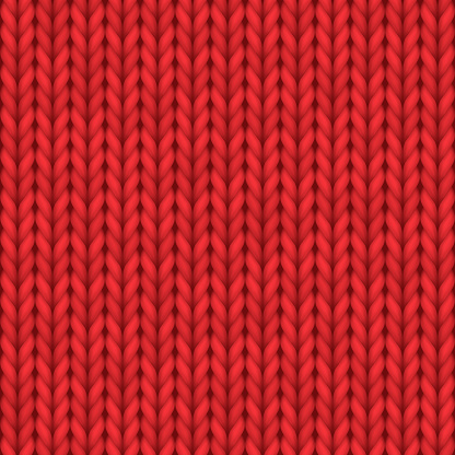 Realistic knit texture, knitted seamless pattern or red wool knitwear ornament for wallpaper of background design. Detailed 3d vector illustration
