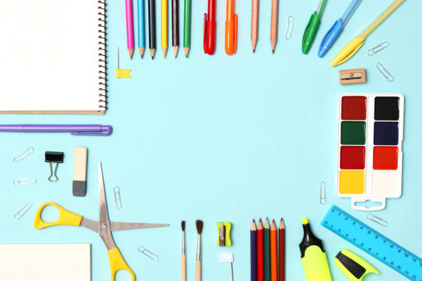 istock Office supplies on a colored background close-up. Back to school concept 1314425466
