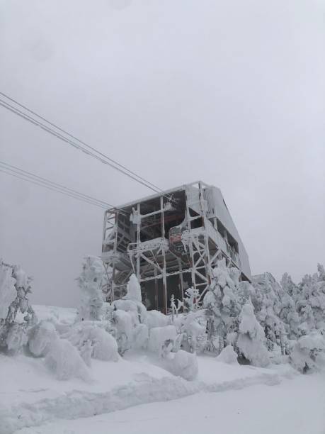 одинокий трамвайный дом заморожен - cannon mountain стоковые фото и изображения