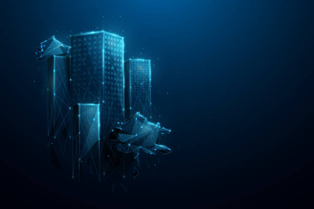 istock Futuristic city. Smart city. Environment and Ecology concept. Low poly, geometric, wire, Particles, lines, and triangles outline. Vector illustration 1314435068