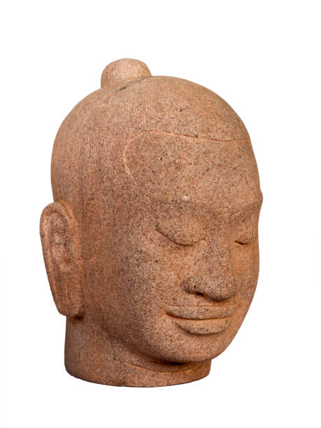 istock Head of Buddha carved from stone. 1314435151