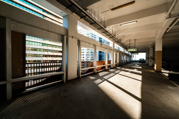 City under ground parking site in Central, Hong Kong