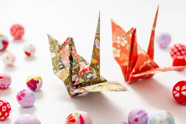 Photo of Origami cranes, Japanese origami.