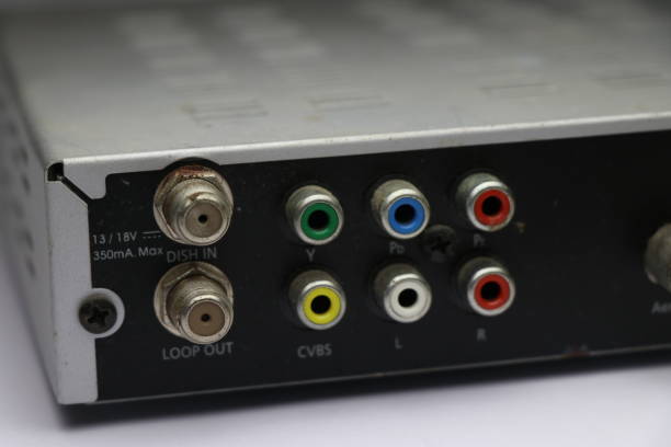 istock different types of outlet ports from tv set top box. input and output peripherals from dish box 1314451308