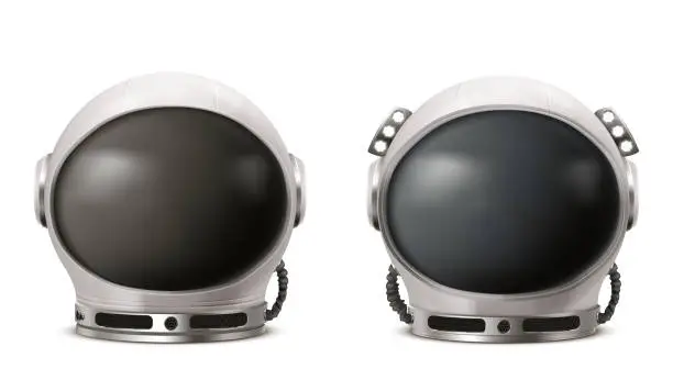 Vector illustration of Astronaut helmet, cosmonaut space suit front view
