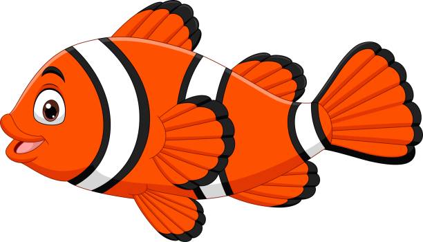 Cute clown fish cartoon on white background Vector illustration of Cute clown fish cartoon on white background cartoon of fish with lips stock illustrations