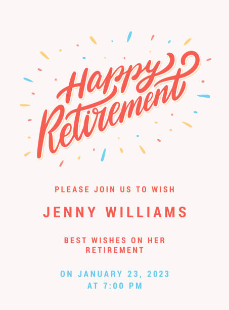 Happy Retirement. Vector lettering invitation. Happy Retirement. Vector lettering invitation template. retirement stock illustrations
