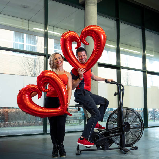 personal trainers in gym, valentine theme