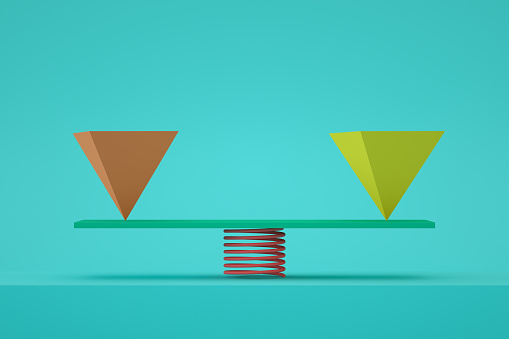 Balance concept with geometric shapes.  Minimal concept, teamwork, business.