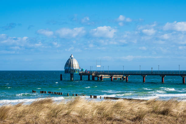 Pier on the Baltic Sea coast in Zingst, Germany.