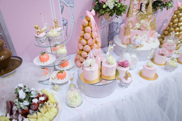 istock Many sweet cakes and candies on wedding table 1314464544
