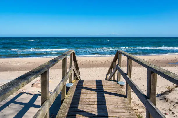 Bridge on the Baltic Sea coast in Kuehlungsborn, Germany.