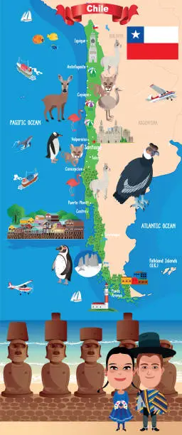 Vector illustration of Cartoon map of Chile