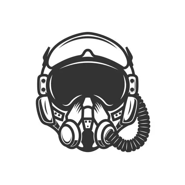 Vector illustration of Illustration of pilot helmet. Design element for label, sign, emblem, poster. Vector illustration