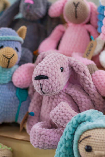 istock Knitted toys. Crocheted cute little animals. 1314469814
