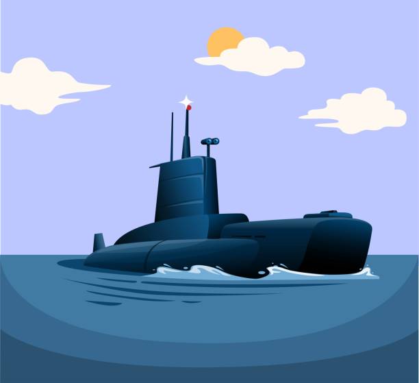 istock Submarine warship military vehicle floating in ocean concept illustration vector 1314470700