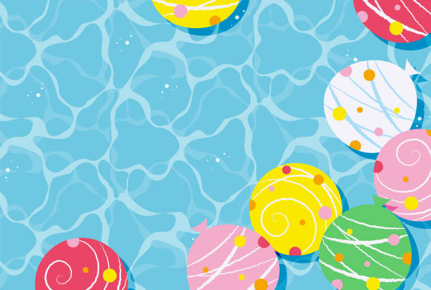 istock summer vector background with water balloon yo-yos in water for banners, cards, flyers, social media wallpapers, etc. 1314472015