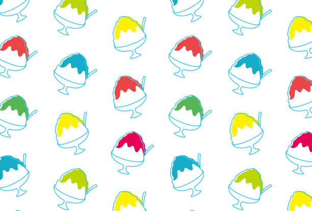ilustrações de stock, clip art, desenhos animados e ícones de seamless pattern with japanese shaved ice dessert for banners, cards, flyers, social media wallpapers, etc. - japanese maple