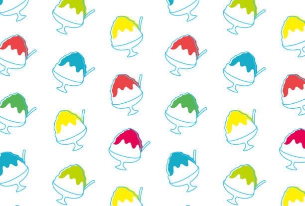 seamless pattern with Japanese shaved ice dessert for banners, cards, flyers, social media wallpapers, etc. seamless pattern with Japanese shaved ice dessert for banners, cards, flyers, social media wallpapers, etc. snow cone stock illustrations