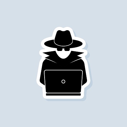 Incognito sticker. Incognito logo. Browse in private. Spy agent, secret agent, hacker. Vector on isolated background. EPS 10.