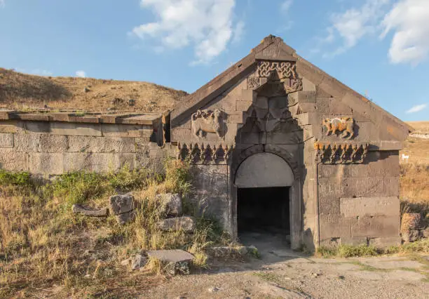 Medieval Selim caravanserai on the top of Vardenyats mountain pass (Selim Pass), Armenia.