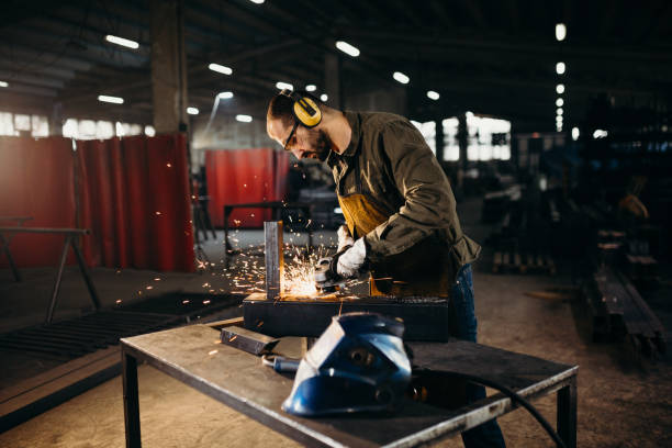 istock Welder working in a factory 1314473447