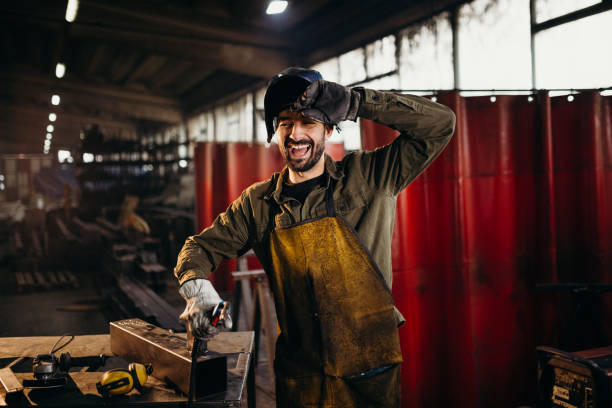 istock Welder working in a factory 1314473480