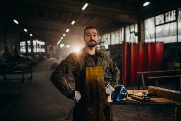 istock Welder working in a factory 1314473686