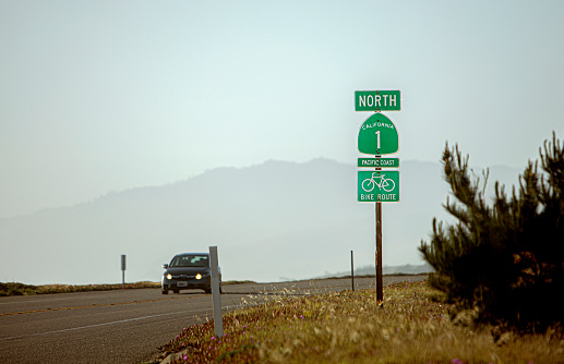 North Hwy 1  sign pacific coast San Luis Obispo County CA taken mid afternoon