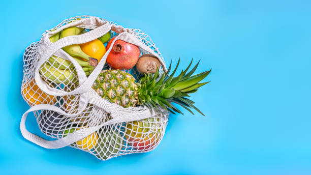 istock Cloth bag with tropical fruit 1314476666