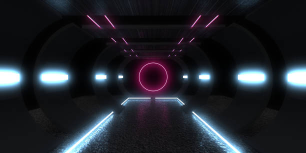 istock 3D abstract background with neon lights. neon tunnel .space construction . 3d illustration 1314482918