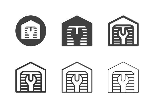 Auto Repair Shop Icons - Multi Series Auto Repair Shop Icons Multi Series Vector EPS File. thai door stock illustrations