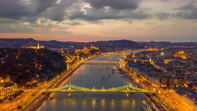 Aerial Hyperlapse view over Budapest Hungary
