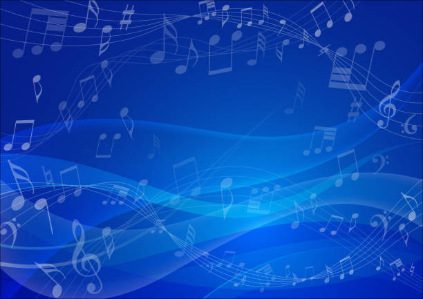 ilustrações, clipart, desenhos animados e ícones de onda, ondas, fundo, linha curva, mar, vento, azul, verão - music backgrounds musical note sheet music