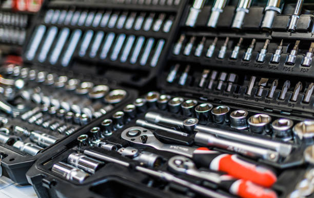 istock Toolkits put up for sale in a hardware store 1314484518