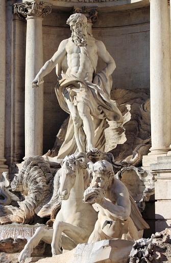Oceanus in the Trevi Fountain of Rome, Italy