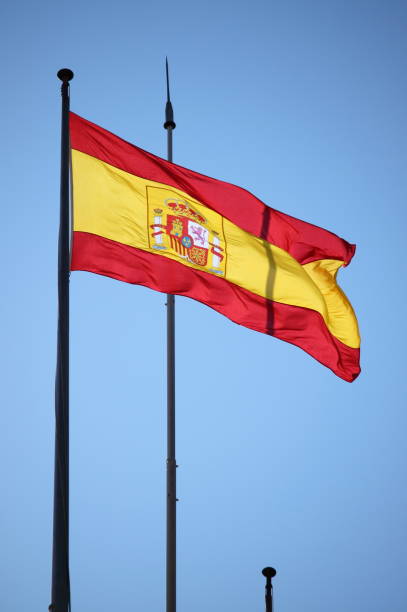 istock Spanish red, yellow and red flag fluttering in the breeze 1314488023