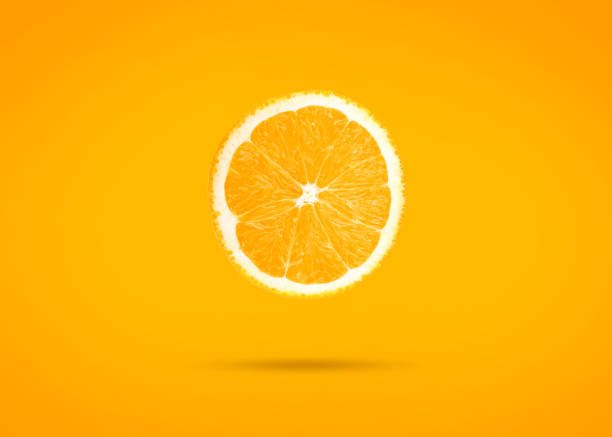 istock Slice of orange citrus over orange 1314488659