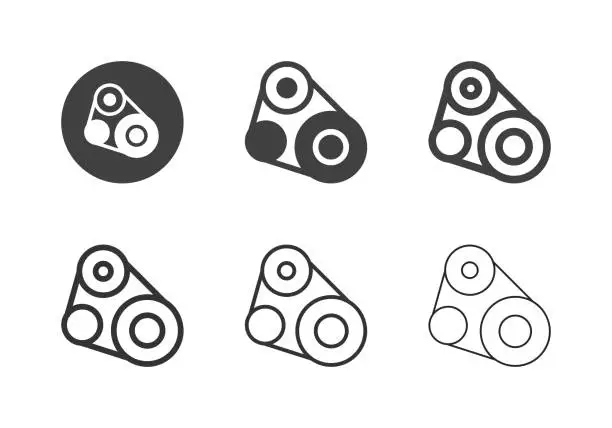 Vector illustration of Timing Belt Icons - Multi Series