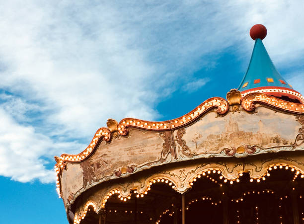 circus merry-go-round colourful - carnival amusement park amusement park ride traditional festival imagens e fotografias de stock