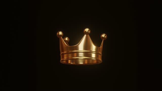 Gold royal king crown on black background with emperor treasure. 3D rendering.