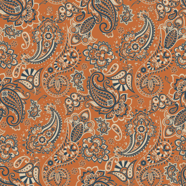 ilustrações, clipart, desenhos animados e ícones de enfeite paisley damask. padrão vetorial sem emenda - seamless paisley floral pattern pattern