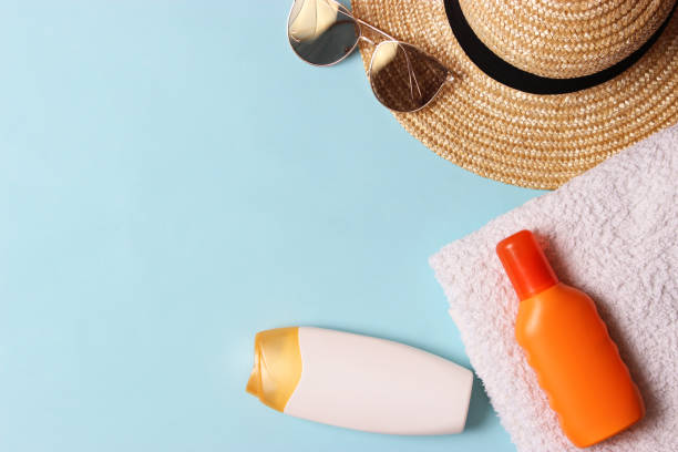 istock sunscreens on a colored background close-up. Sun protection for skin, 1314497685