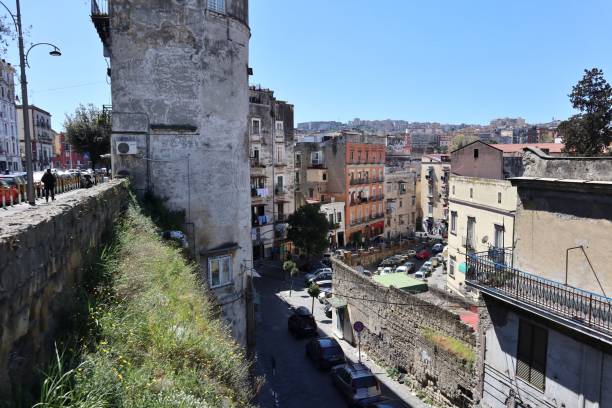 Naples - Glimpse of the Rione Sanità da Corso Amedeo di Savoia stock photo