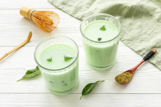 istock Green matcha latte tea or coffee with milk 1314498216